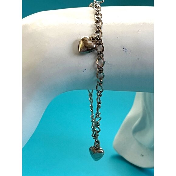 Sterling Silver Heart Charm Bracelet 925 - Picture 1 of 4